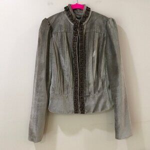 Elie Tahari jacket Brown Velvet Short Victoria Hook/Eye Size S